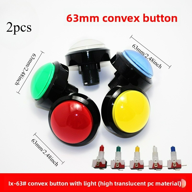 Arcade And Vending - 2pcs 60mm Convex Illuminated Arcade Button