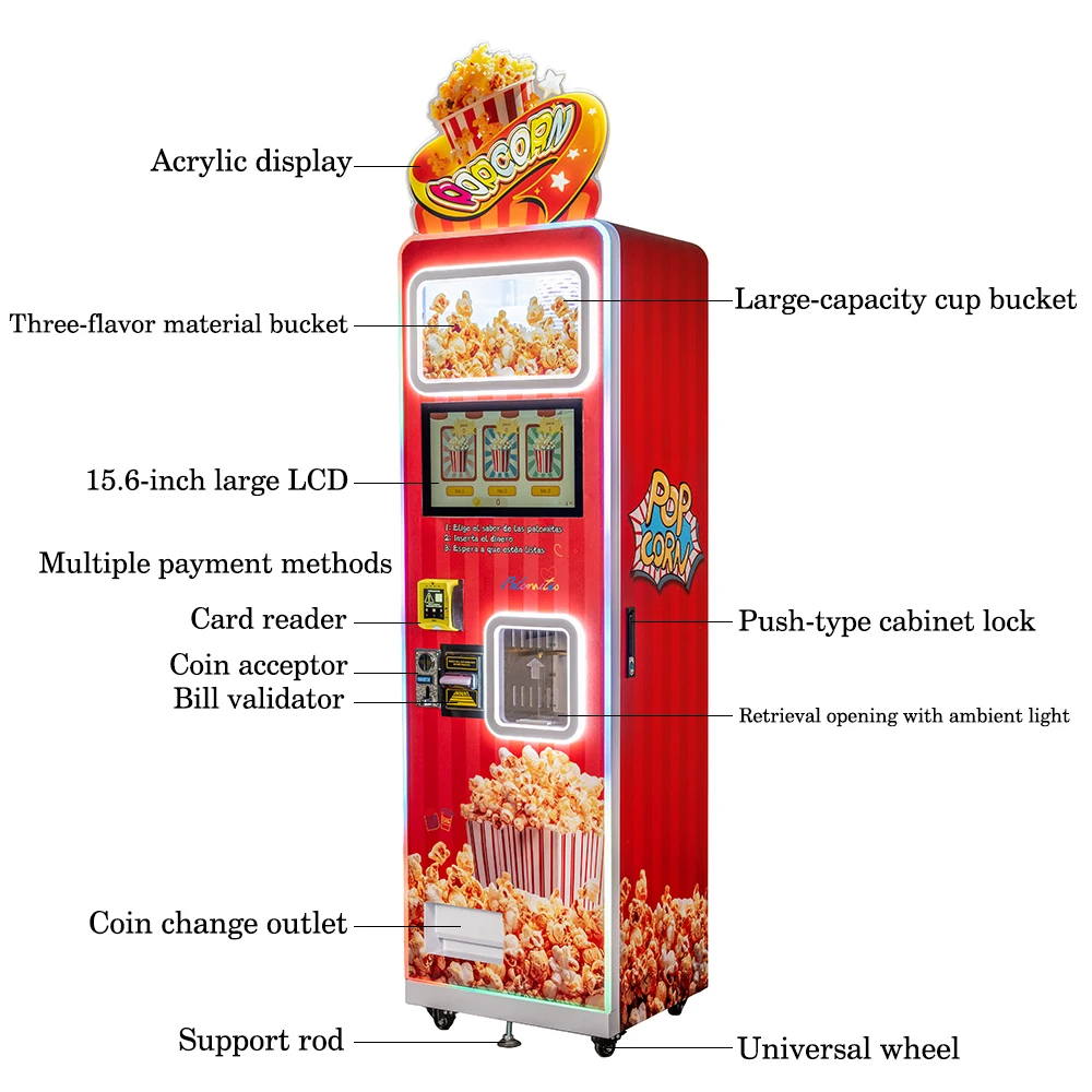 Best Seller 3 Flavoured Fully  - Popcorn Vending Machine recension och pris